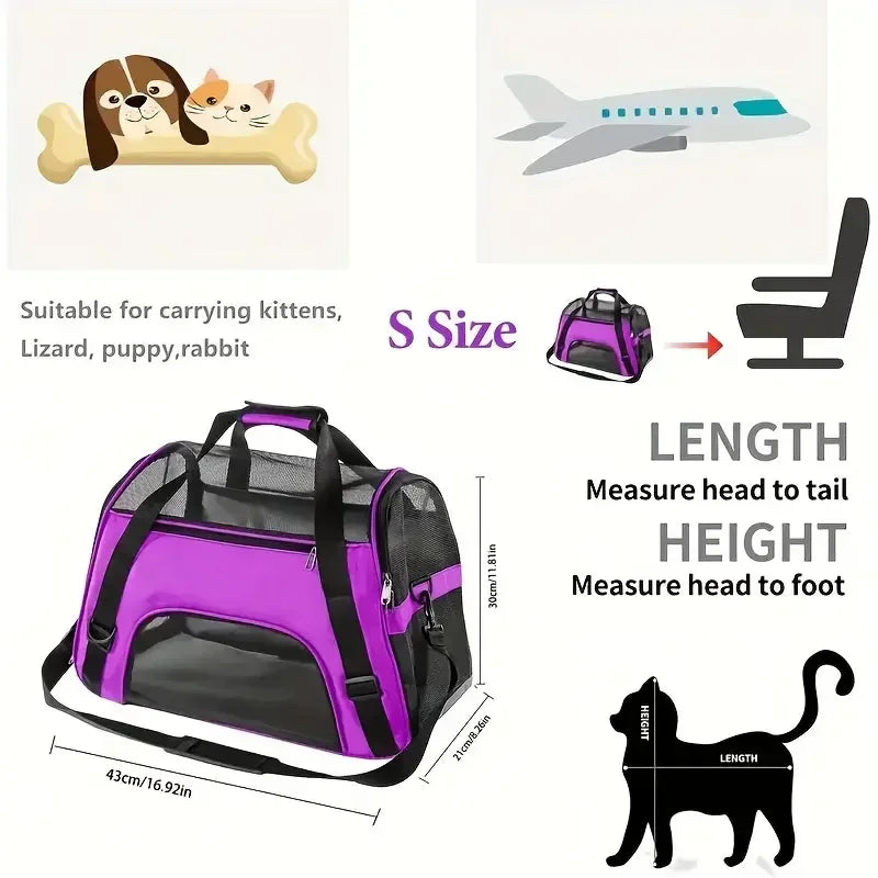 Portable Pet Carrier Bag – Comfortable & Breathable Travel Bag for Cats & Small Dogs