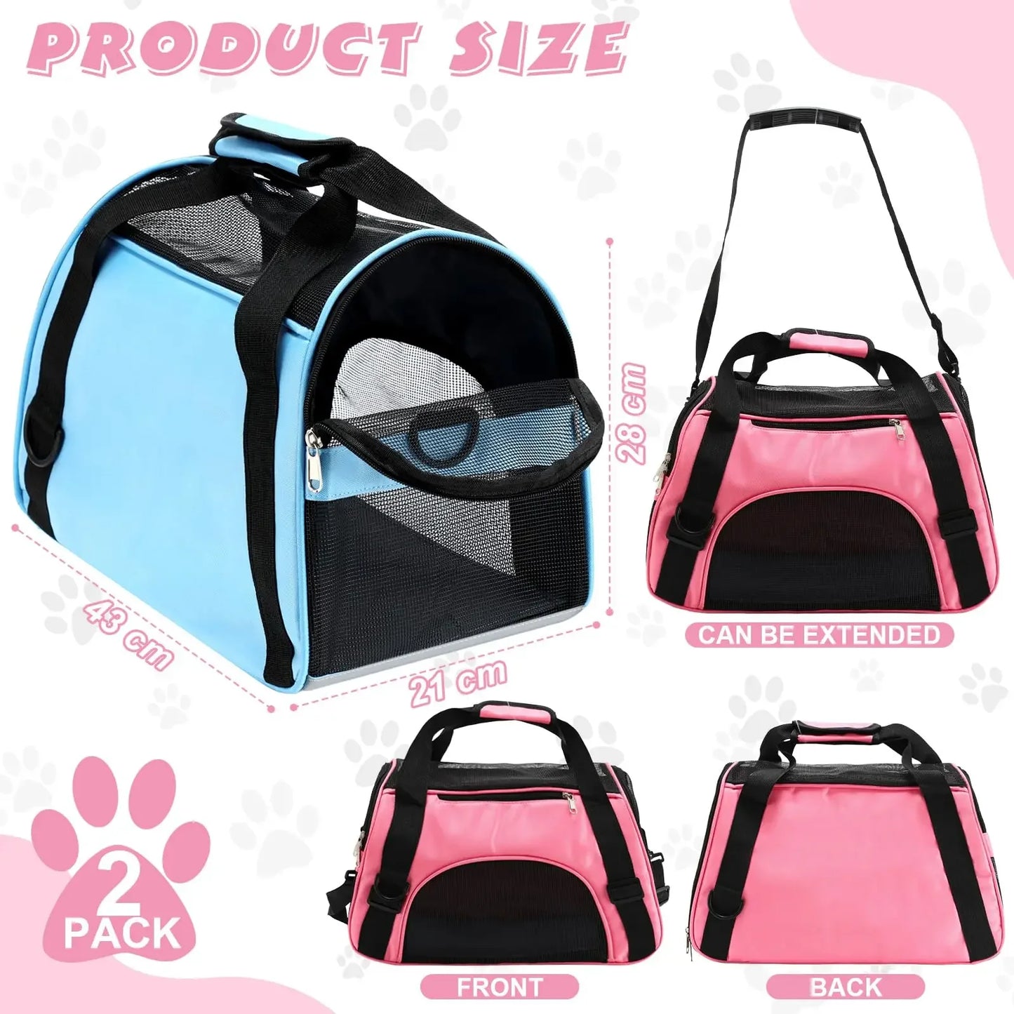 Portable Pet Carrier Bag – Comfortable & Breathable Travel Bag for Cats & Small Dogs