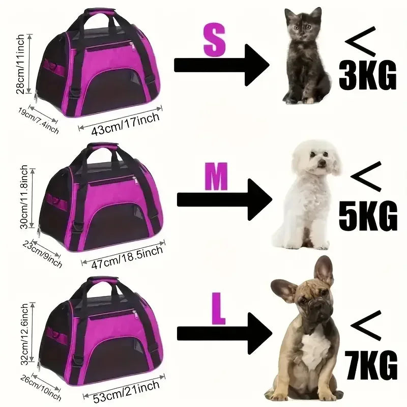 Portable Pet Carrier Bag – Comfortable & Breathable Travel Bag for Cats & Small Dogs