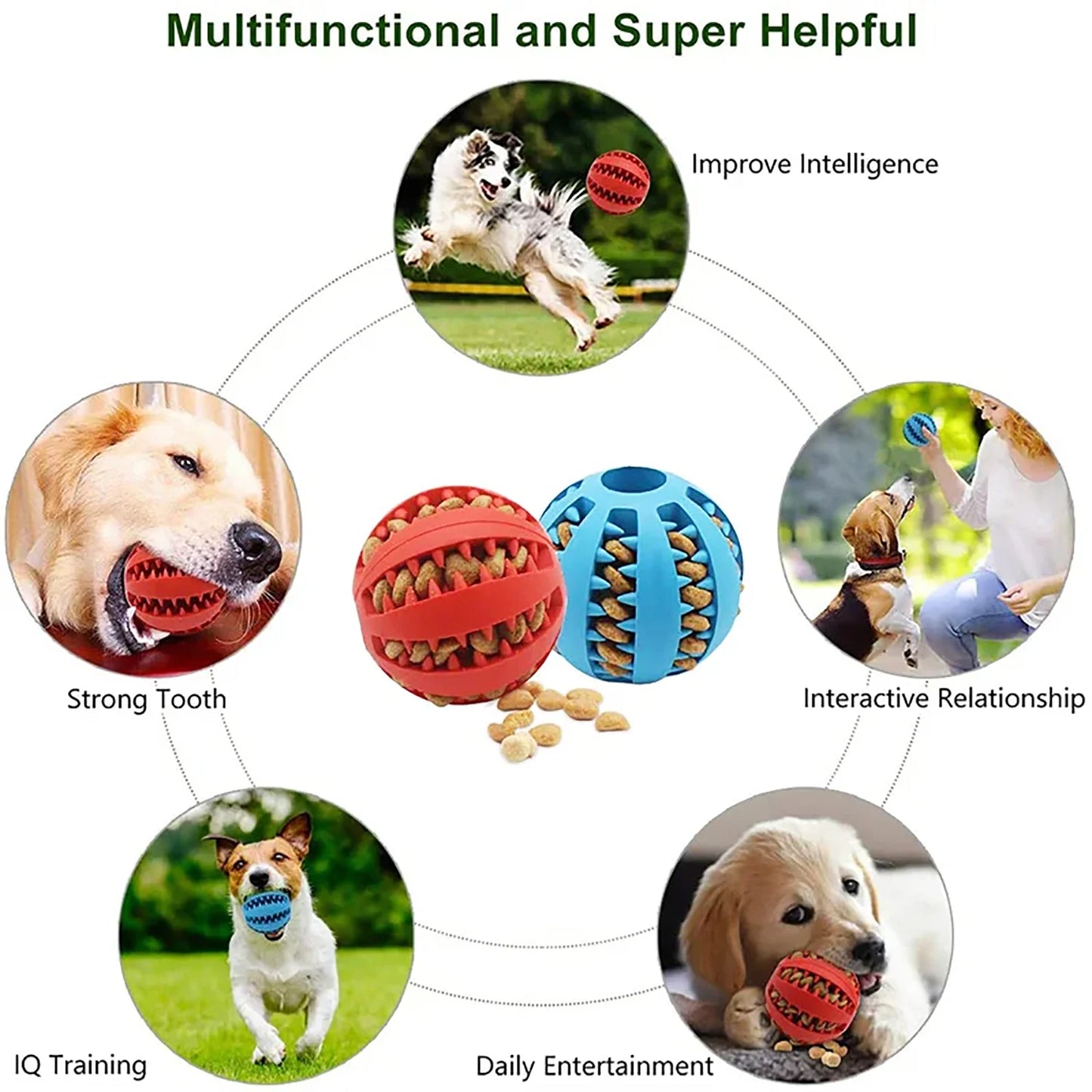 Interactive Treat Ball for Dogs – Fun, Chew-Resistant & Teeth Cleaning Toy